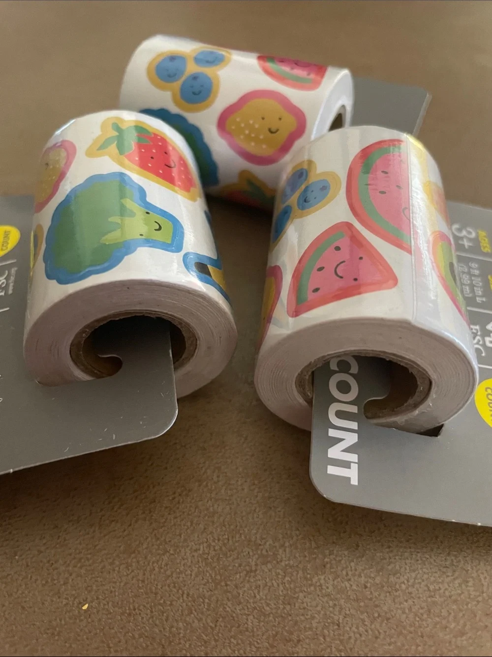 SPRITZ Fun Fruit Stickers - 3 Rolls
